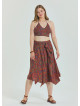 Gipe Detailed Waist Tied Retro Plus Size Skirt 4591